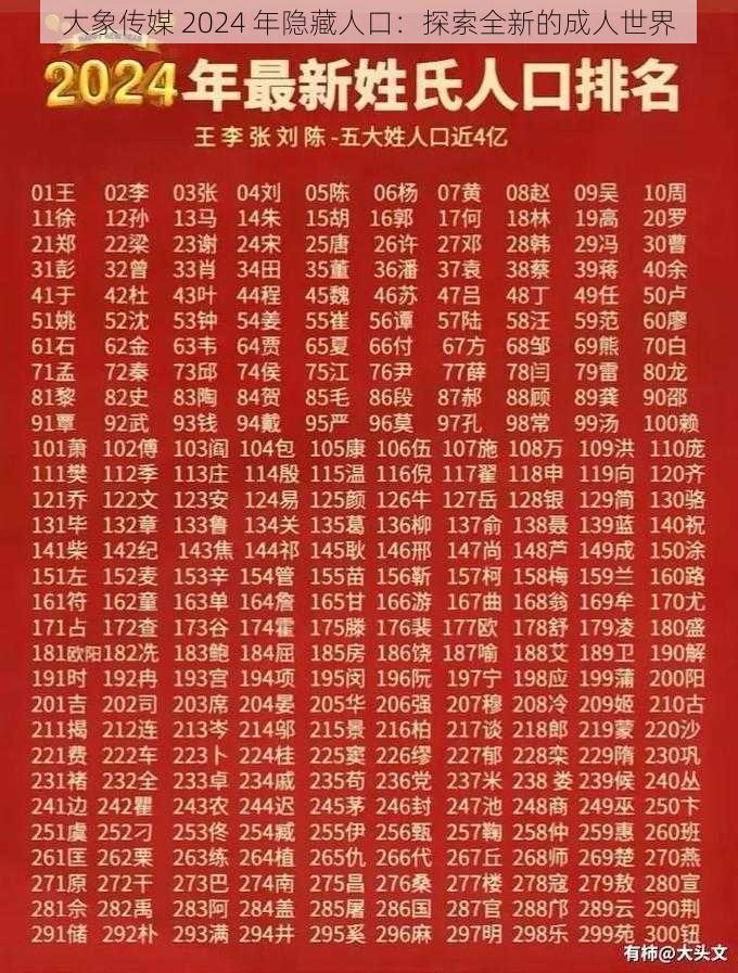 大象传媒 2024 年隐藏人口:探索全新的成人世界