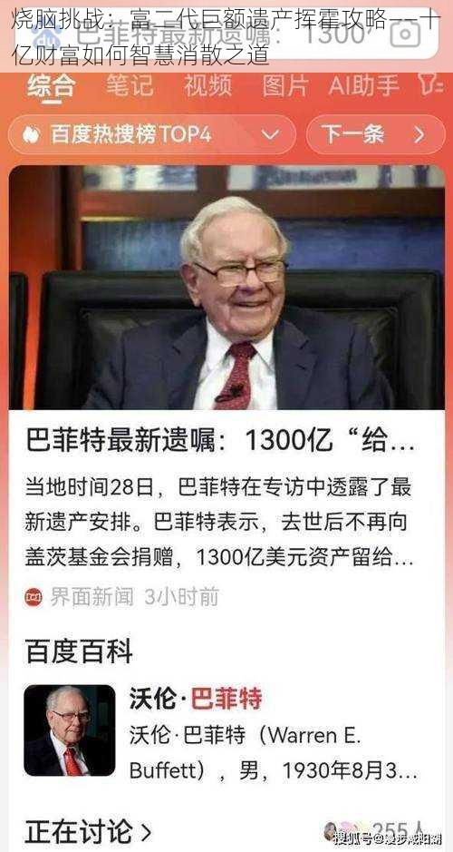 烧脑挑战:富二代巨额遗产挥霍攻略——十亿财富如何智慧消散之道