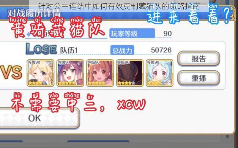 针对公主连结中如何有效克制藏猫队的策略指南