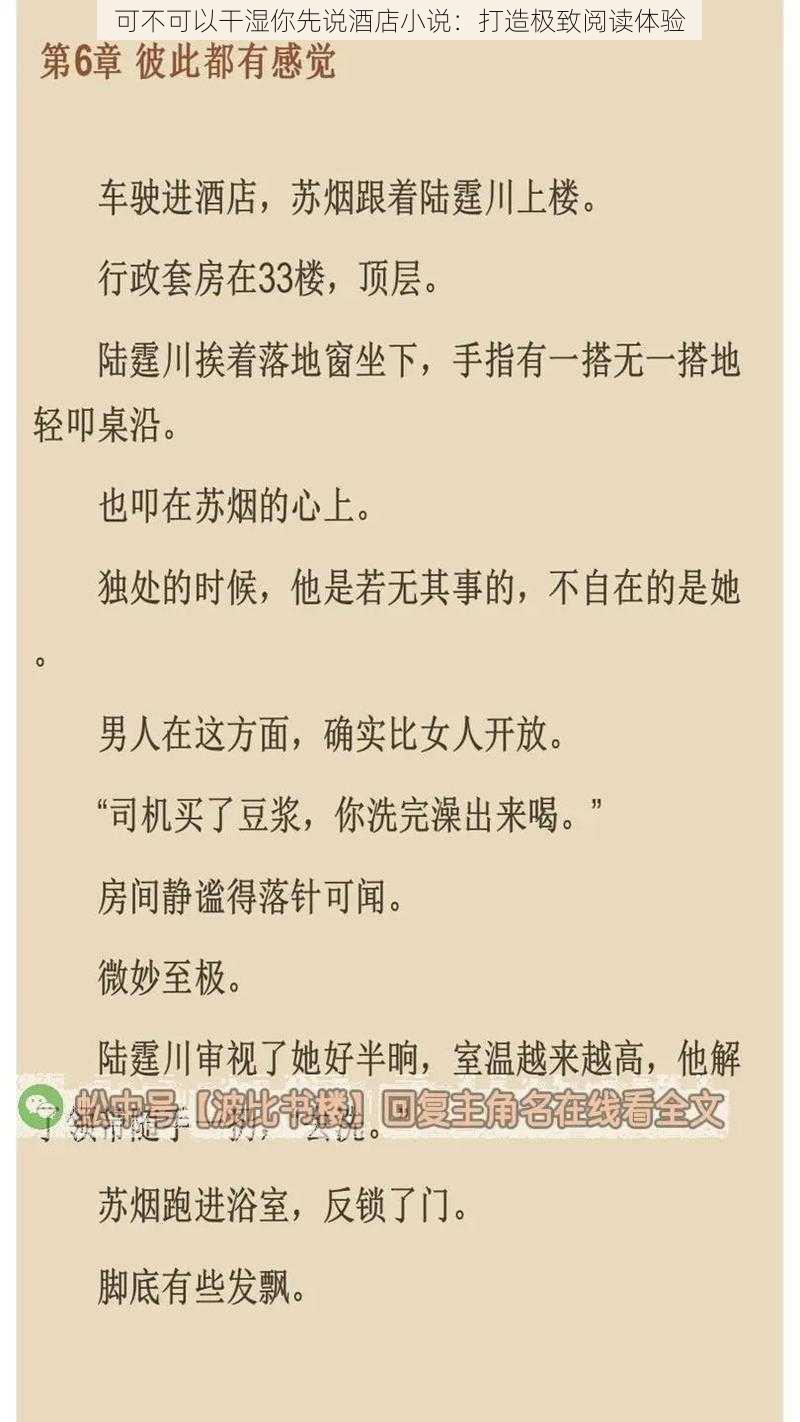 可不可以干湿你先说酒店小说:打造极致阅读体验